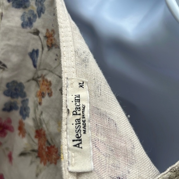 Alessia Pacini  100% Linen sleeveless shoulder ruffle shirt size XL floral - Picture 6 of 8